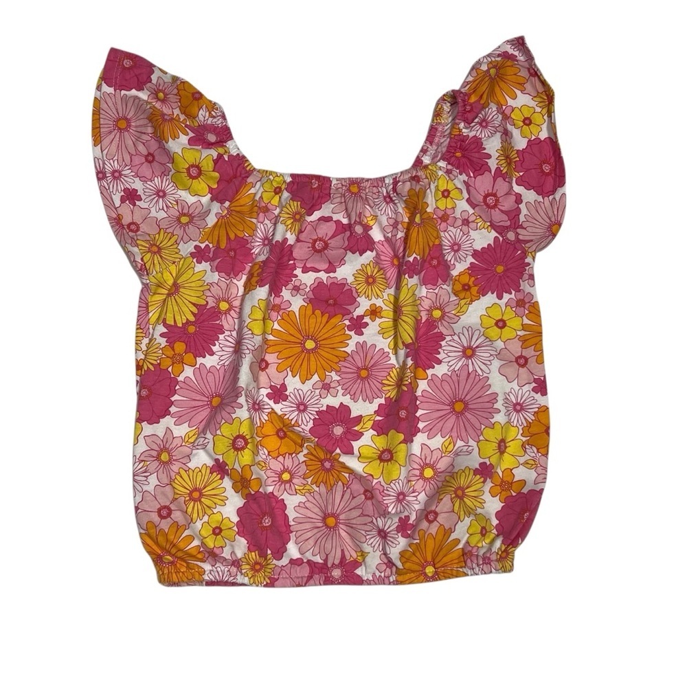 Floral Pink and Yellow Blouse